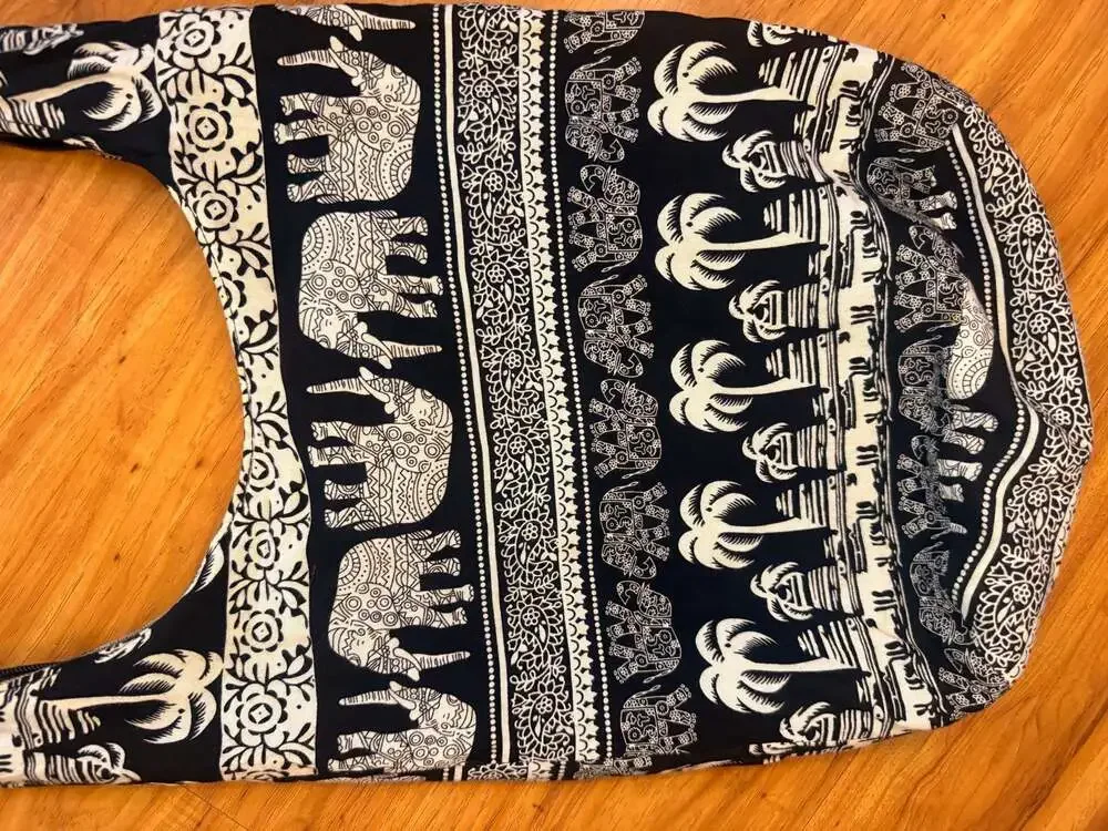 Elephant Print Boho Cotton Hobo Sling Shoulder Bag